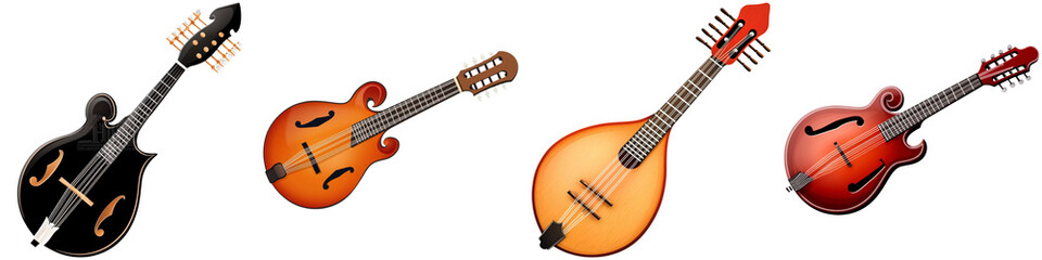 Fototapeta premium Music icon silhouette instrument and minimal, A collection of stringed instruments showcasing various shapes and colors, highlighting their unique designs and craftsmanship.