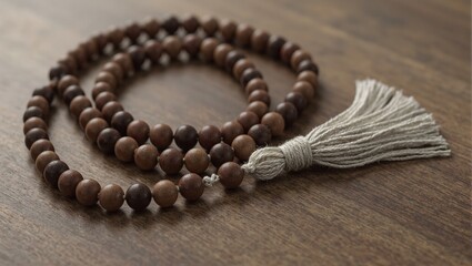 Obraz premium Spiritual mala bead necklace with tassel for meditation