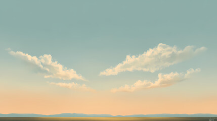 Subtle stratus clouds fading into the distant horizon, with the ozone layer barely perceptible in the upper sky, stratus fading ozone, distant atmospheric layers. Whispering. Illustration