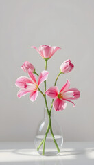 Fresh flower in vase brings elegance and beauty indoors generated by AI, minimalism, with white tones
