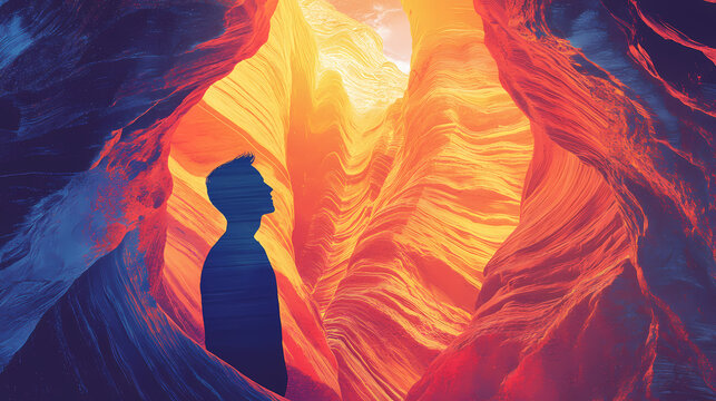 From the depths of the canyon the whispers of decentralized finance can be heard a new era of monetary freedom and accessibility. Whispering. Illustration