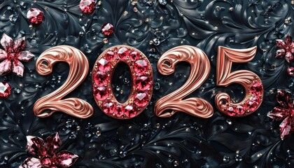 Rose Gold Two Thousand Twenty Five With Rubies