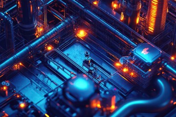 Futuristic Factory Layout in 3D Digital Art