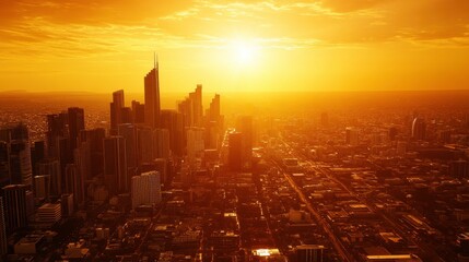 Fototapeta premium Intense Heat Waves Over City Streets at Sunset