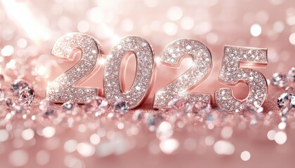 Rose Gold Glitter 2025 New Year Celebration