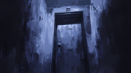 Abandoned lift shaft with faint whispers echoing in the darkness, echo, void, abandoned. whisper. illustration. Whispering. Illustration