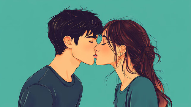 Anime couple whispering background illustration cartoon design manga scene. Whispering. Illustration