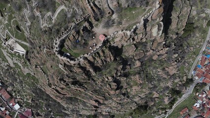 Castle ruins aerial drone 