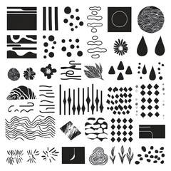 a collection of minimalist vector logos, timeless logos, simple shapes and lines, no text, white background