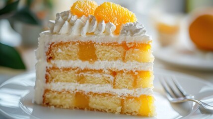 Delicious Orange Cake Slice with Creamy Frosting