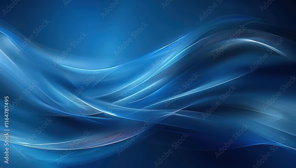 Poster Abstract Blue Waves Flowing Design Background