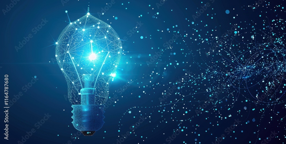 Poster digital lightbulb network innovation concept