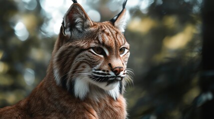 Obraz premium Majestic Lynx in the Forest: A Portrait of Wild Beauty