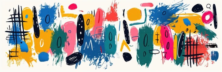Abstract Colorful Shapes Artistic Brushstrokes Composition