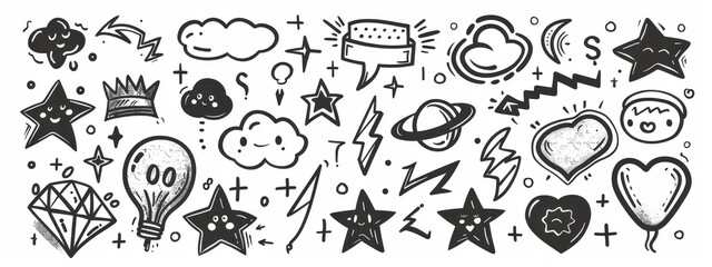 A Collection Of Cute Hand Drawn Doodle Illustrations