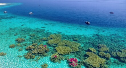 Fototapeta premium Aerial View of Stunning Coral Reefs .