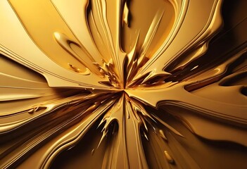 Abstract Golden Fluid Art Explosion Design