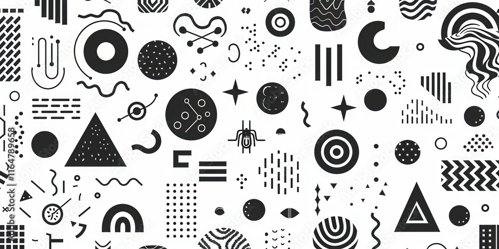 Aufkleber abstract black and white geometric pattern design