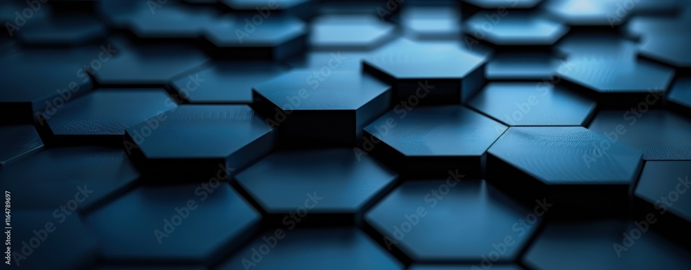 Poster Abstract Hexagonal Pattern Dark Blue Background