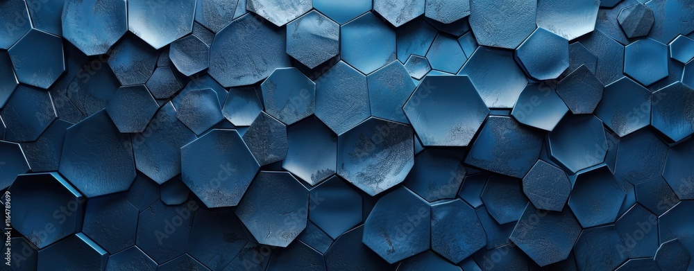 Poster Abstract Blue Hexagonal Geometric Pattern Background