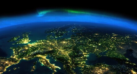 View of Earth at Night from Satellite  .