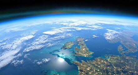 View of Earth in the Daytime from Satellite  .