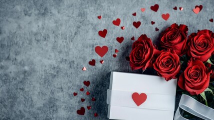 Valentine's Day Romantic Red Roses Gift Box Surprise Cozy Home Setting Heartfelt Gesture Intimate Atmosphere