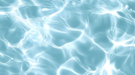 Transparent blue clear water surface texture with ripples, splashes and bubbles. Abstract summer banner background Water waves in sunlight with copy space Cosmetic moisturizer micellar toner emulsion