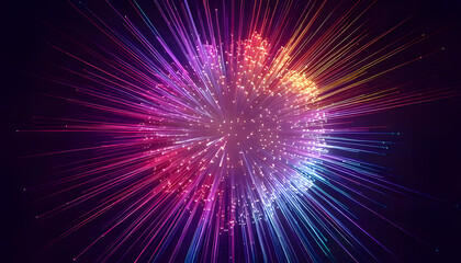 Fototapeta premium Colorful explosion of colors creating a vibrant burst against a black backdrop