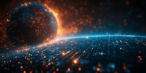 Fototapeta premium Abstract digital background, earth in digital space