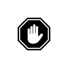 Stop icon logo design. stop road sign. hand stop sign and symbol. Do not enter stop red sign with hand