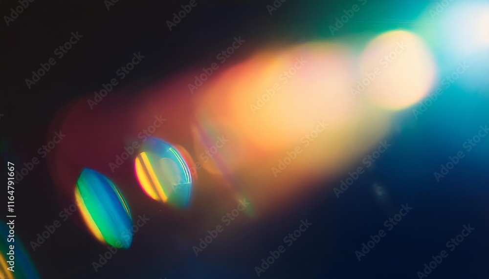 Poster blurry image of a light source with a rainbow effect
