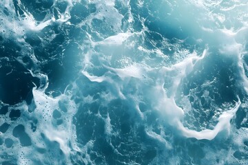 Fototapeta premium Transparent blue clear water surface texture with ripples, splashes and bubbles. Abstract summer banner background Water waves in sunlight with copy space Cosmetic moisturizer micellar toner emulsion