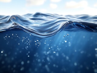 Crystal Clear Water Waves Underneath A Blue Sky