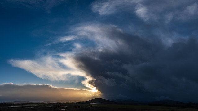 Storm rolling into the Willamette Valley at sunset. Finley National Wildlife Refuge, Oregon.