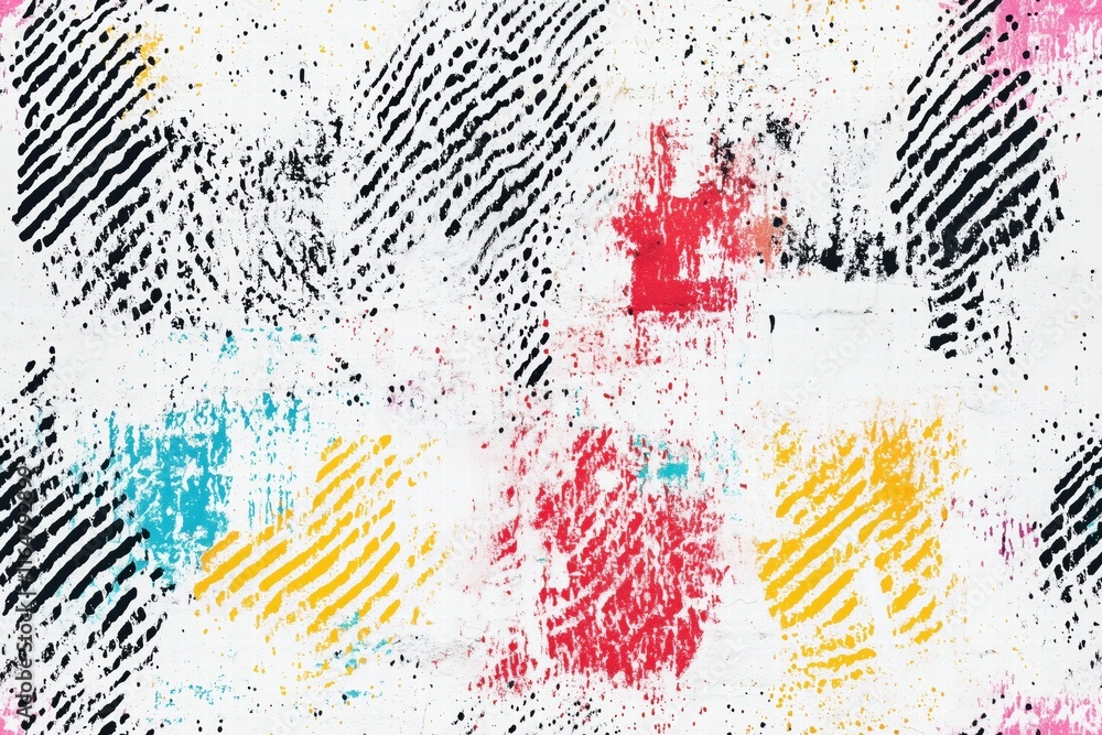 Poster a vibrant abstract background featuring a mix of colorful textures and patterns. the design includes