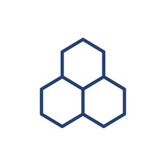 Three hexagons icon Outline icon sign