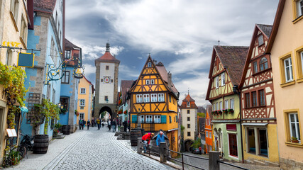 Naklejka premium A wonderful view of historic town of Rothenburg Ob der Tauber. Bavaria, Germany