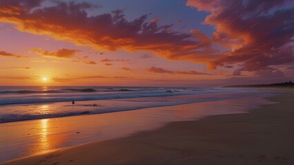 Obraz premium sunset at the beach morning vibe
