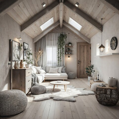 Concept photo of tiny house interior, cabin house interior