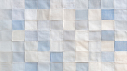 Grid of Light Blue and Off-White Fabric Patches