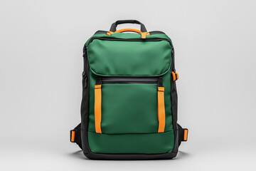 Green Backpack with Black and Orange Accents