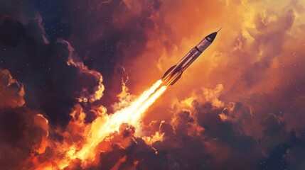 Rocket Launch Through the Cosmos