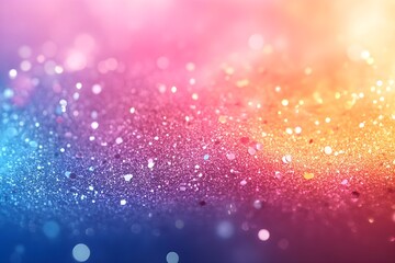 Obraz premium Colorful glitter and confetti on a bright gradient background.