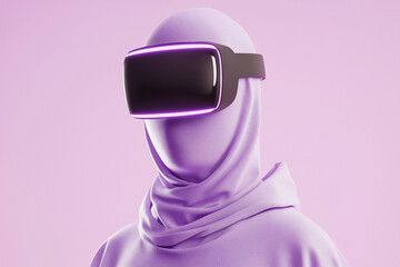Obraz premium Lavender-Clad Figure Wearing Virtual Reality Headset