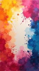 Painting of a colorful background with a lot of paint splatters