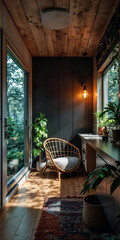 Fototapeta premium Concept photo of cabin house interior