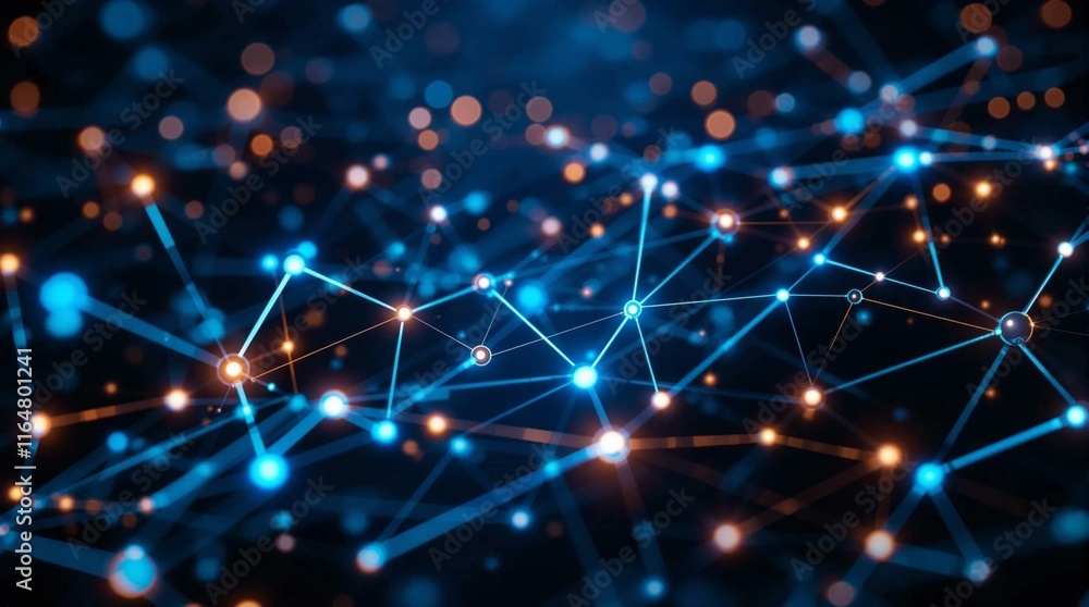 Aufkleber abstract network connections: a mesmerizing abstract background depicting a network of glowing blue 