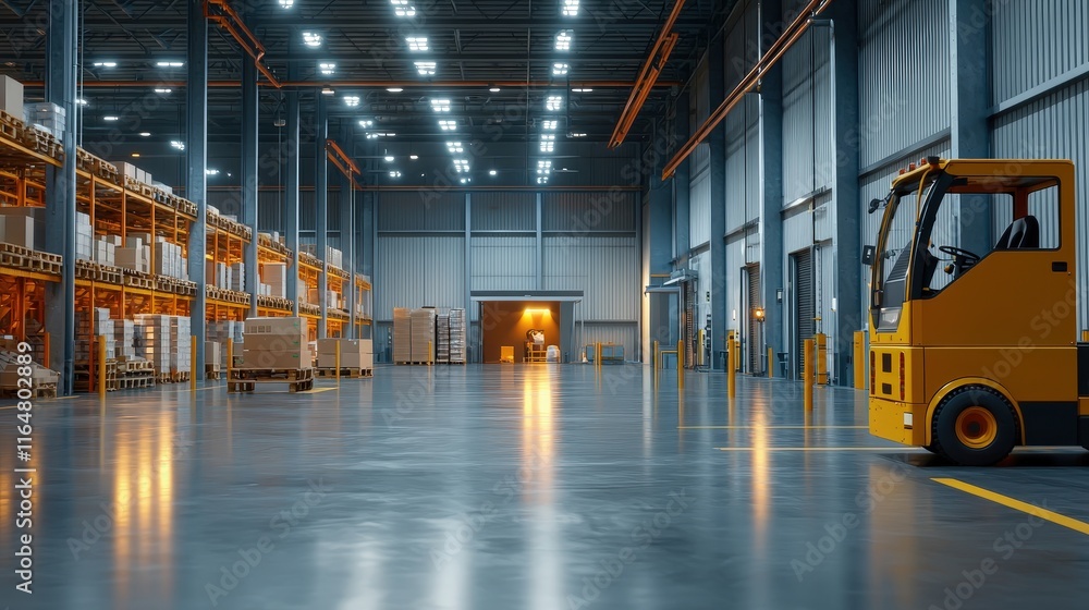 Aufkleber a logistics center monitoring automated package handling in a smart warehouse.