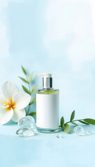 Spa skin care cosmetology beauty bottle container product mockup background., watercolor, with white tones